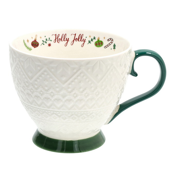 Чашка для завтрака Holly Jolly 445 мл, белая