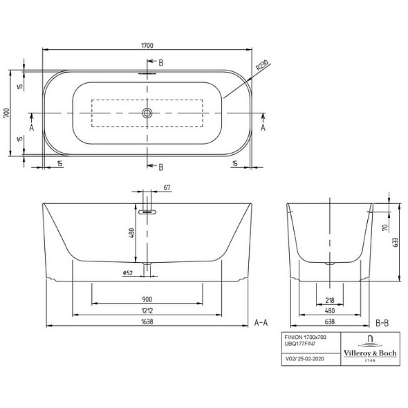 Ванна квариловая Villeroy & Boch Finion 170х70 UBQ177FIN7A100V301