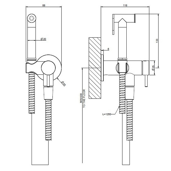 Смеситель для гигиенического душа Gessi 316 45130.030, медь PVD