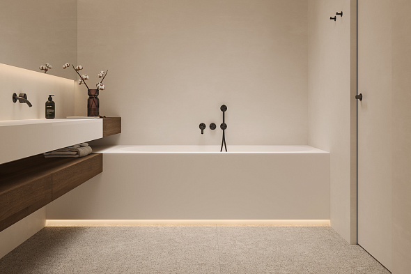 Ванна Holbi Orion 180 SR, 180x80, из Soft Rock, встраиваемая, белая матовая