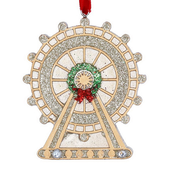 Елочная игрушка "Колесо обозрения London Eye" 8 см, цвет золото