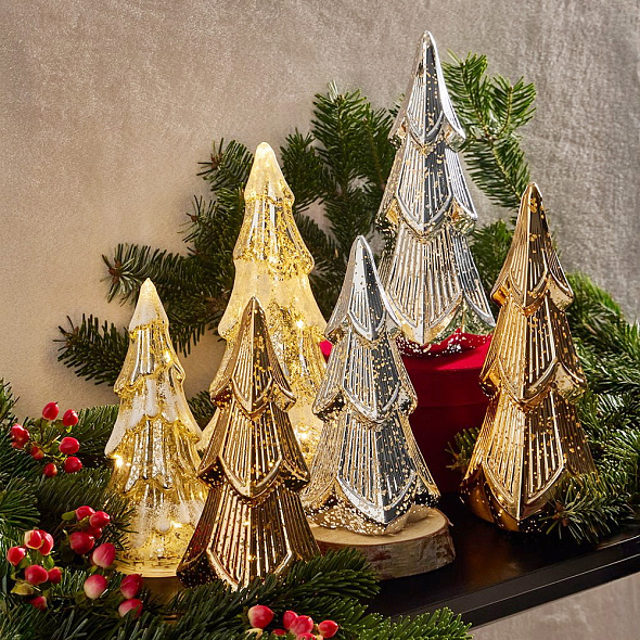 Фигурка с подсветкой "Елка серебристая" Christmas Snowy 23 см