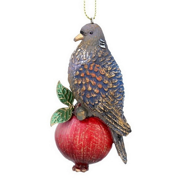 Игрушка на елку "Голубь на гранате" 8 см