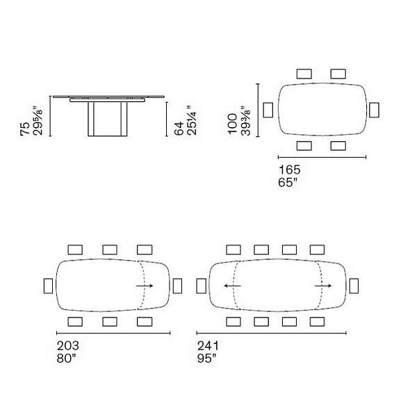 Стол Calligaris Yoroi 165(241)х100, Bronze