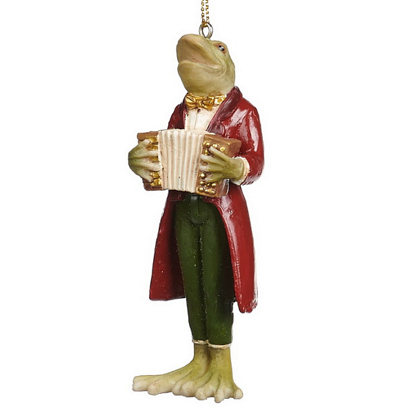 Игрушка на елку "Лягушка и аккордеон" 10,5 см