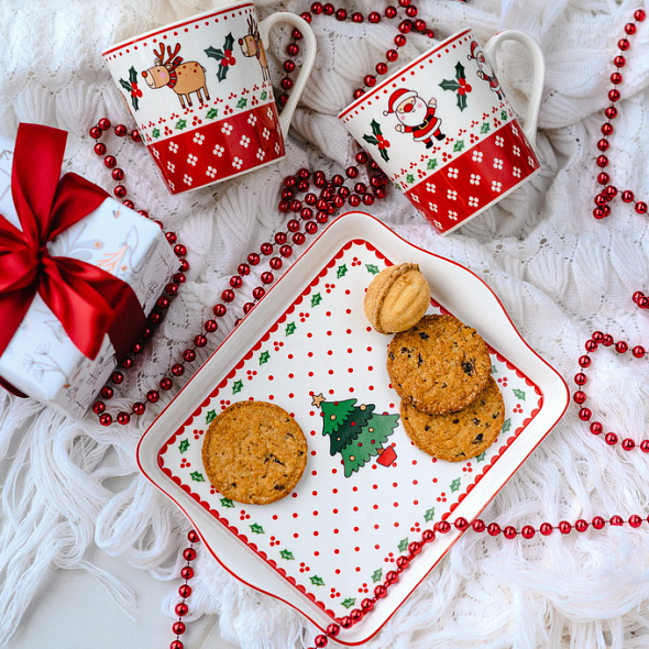 Набор чайный New Milk & Coffee Happy Santa, 3 предмета