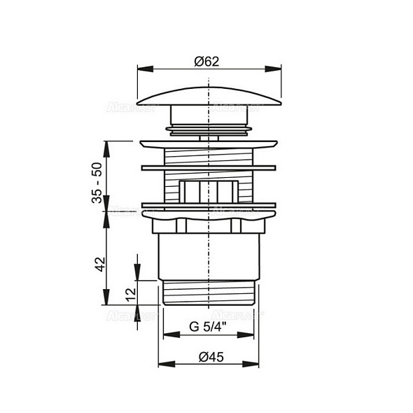Донный клапан AlcaPlast A390, Click-Clack, 5/4", хром
