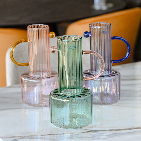 Ваза Glass Design Art 24 см, цвет розовый/желтый