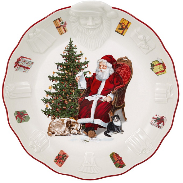 Блюдо круглое рельефное "Санта и список подарков" Toy’s Fantasy 25 см
