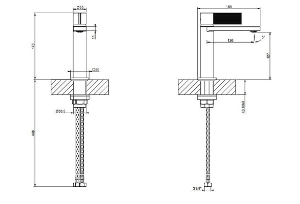 Внешняя часть Gessi Inverso Rigato 73588.726 смесителя для раковины, брашированная теплая бронза PVD