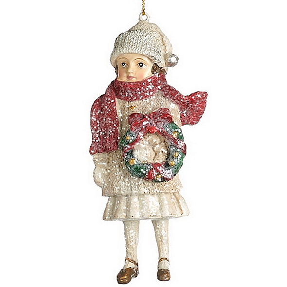 Игрушка на елку "Девочка с венком" 10 см
