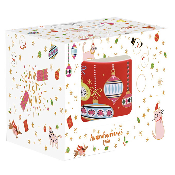 Кружка "Елочные украшения" 350 мл, красная