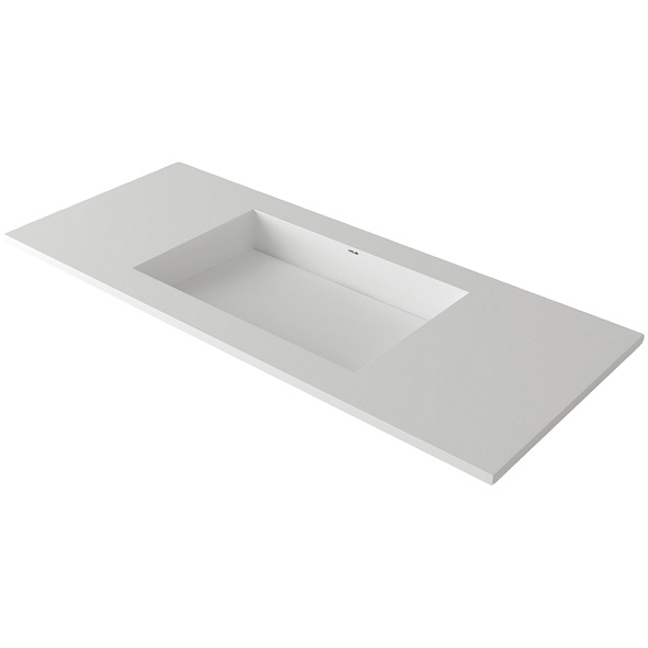Раковина Holbi Polaris SR 140х55, из Soft Rock, белая матовая, с сифоном
