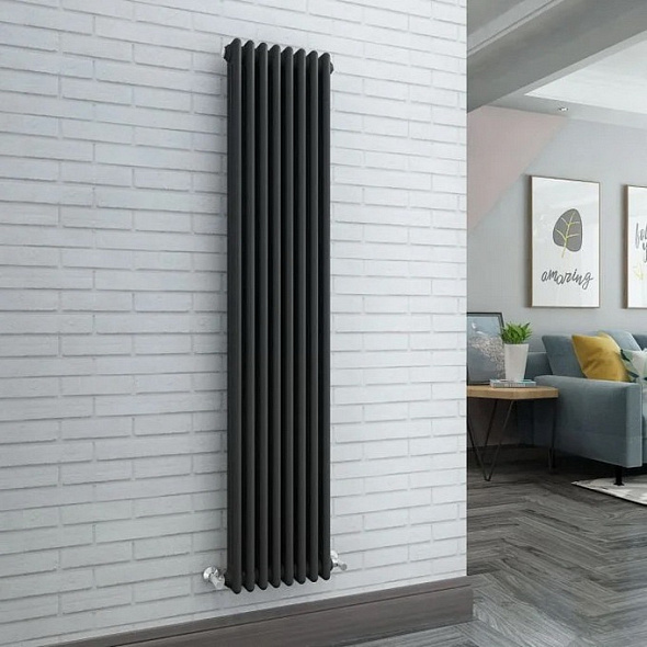 Радиатор Zehnder Сharleston 2180-6, 179х30, 1/2, V001 (V002), с термовентилем, черный