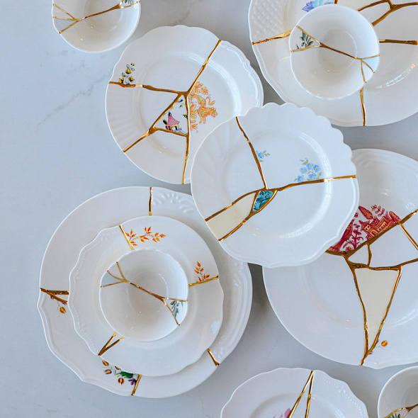 Тарелка салатная Kintsugi 21 см, декор 1
