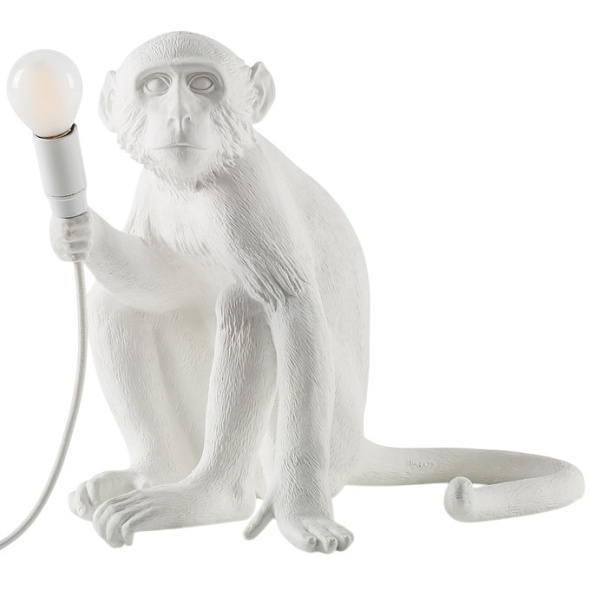 Лампа настольная Monkey Lamp Sitting 32 см, белая
