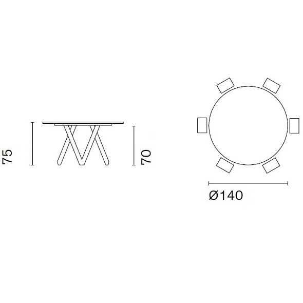 Стол Calligaris Cartesio 140х140 CS4092, Walnut / Bronze