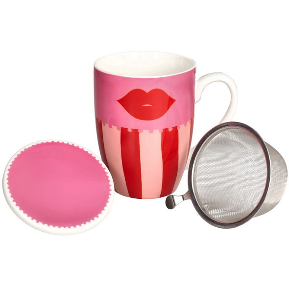 Кружка с ситечком и крышкой Kiss 360 мл