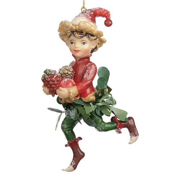 Новогодняя игрушка "Эльф с малиной" 18 см