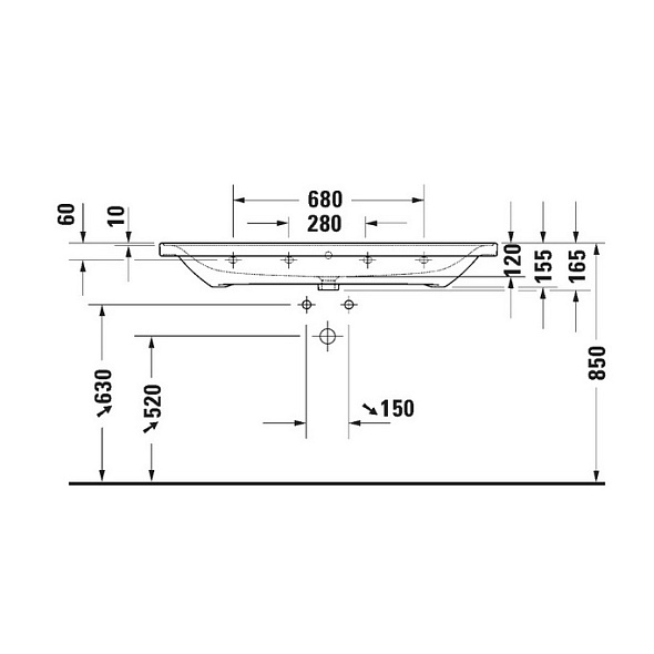 Раковина Duravit D-Neo 120х48 2367120024, подвесная, белая