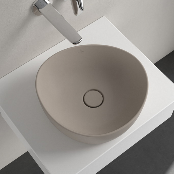 Раковина накладная Villeroy & Boch Antao 40х40, CeramicPlus, 4A7240AM, из TitanCeram, Almond