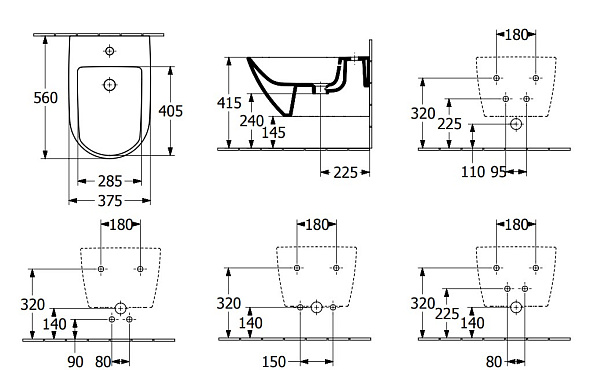 Биде подвесное Villeroy & Boch Antao 56х38, CeramicPlus, 541100R1