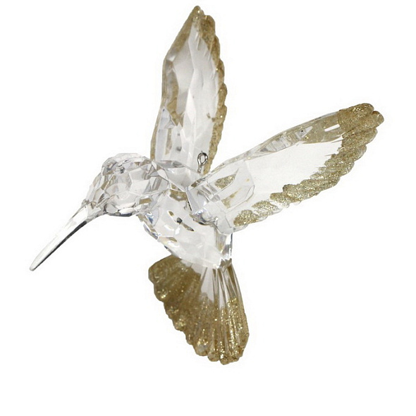 Елочная игрушка "Колибри с золотыми крыльями" 11 см
