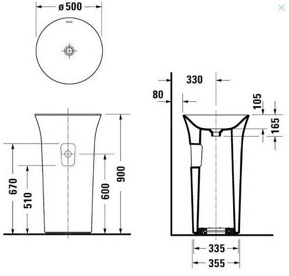 Раковина Duravit White Tulip 50х50, белая