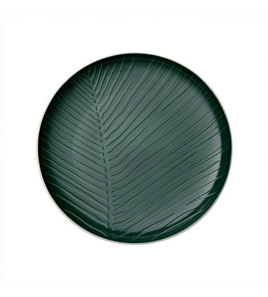 Тарелка салатная Leaf 24 см, зеленая