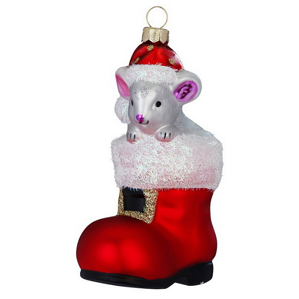 Елочная игрушка "Рождественский мышонок" 11 см