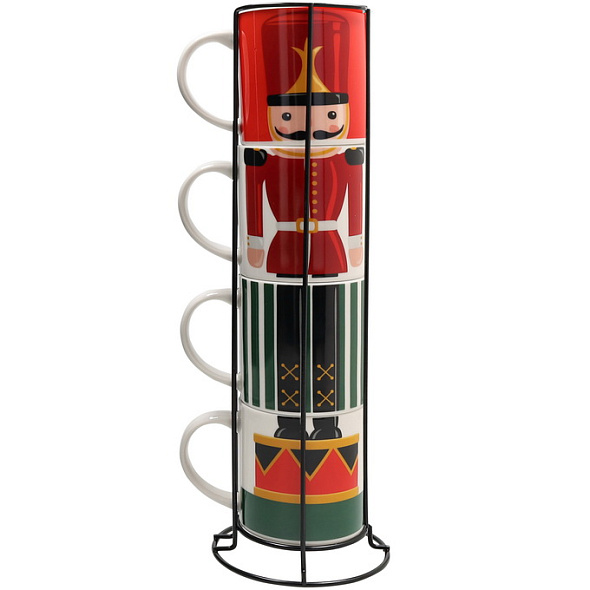 Набор кружек в подставке Toy Soldier 370 мл, 4 шт