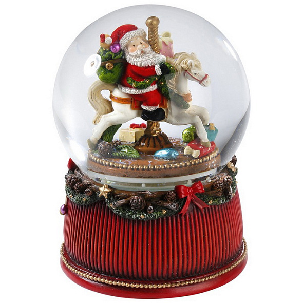 Снежный шар "Санта на лошадке" 15 см
