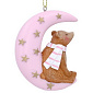 Новогодняя игрушка "Плюшевый мишка на луне" 6 см, розовая