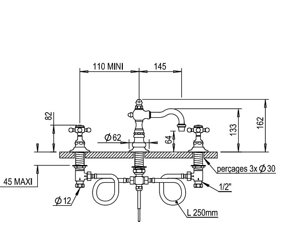 Смеситель для раковины Horus Julia/Victoria 19.260 VB, состаренная бронза