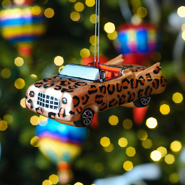 Новогодняя игрушка "Леопардовый кабриолет" 9,7 см