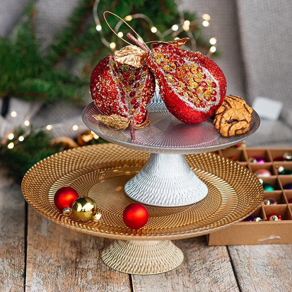 Блюдо на ножке Natale Lust 28 см, цвет золото