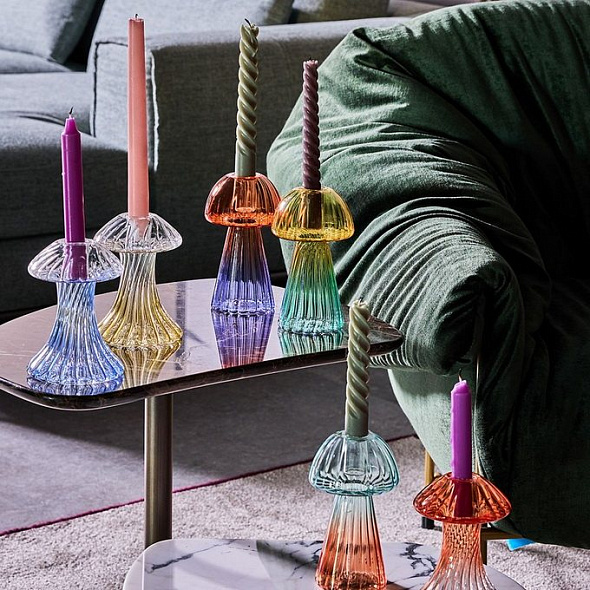 Подсвечник Glass Design Mushroom 15 см, желтый