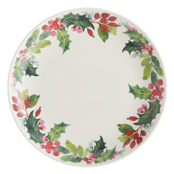 Тарелка салатная Botanic Garden Christmas Holly 22,5 см, орнамент