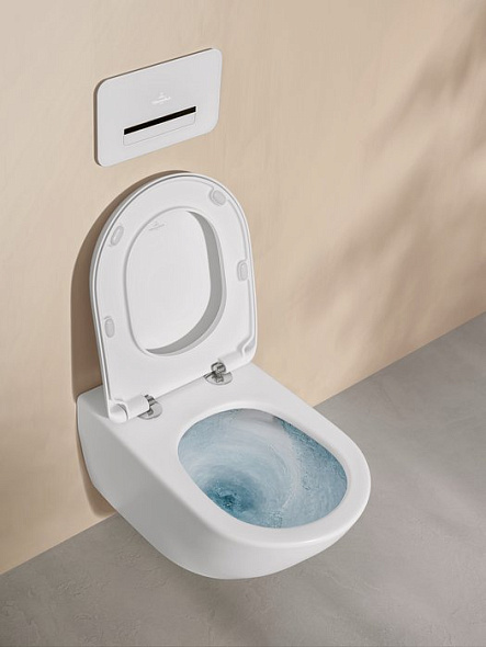 Унитаз Villeroy & Boch Antao 37х56, CeramicPlus, TwistFlush, с сиденьем, Stone White