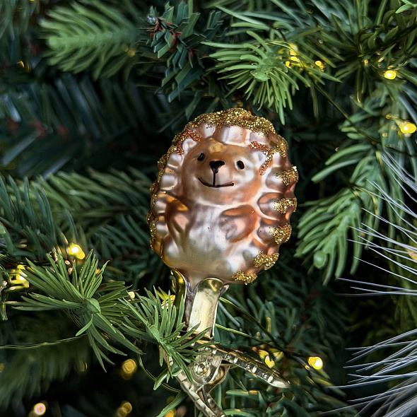 Елочная игрушка на клипсе "Ежик" 5 см