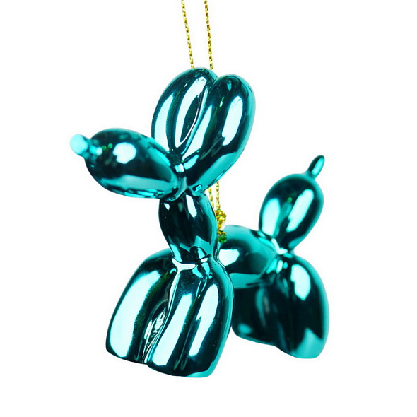 Елочная игрушка "Надувная собачка" 7,6 см, голубая