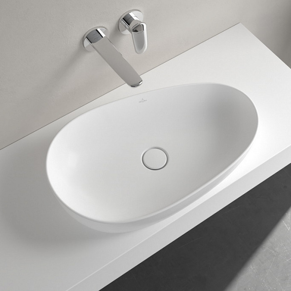 Раковина накладная Villeroy & Boch Antao 65х40, CeramicPlus,4A7465RW, из TitanCeram, Stone White