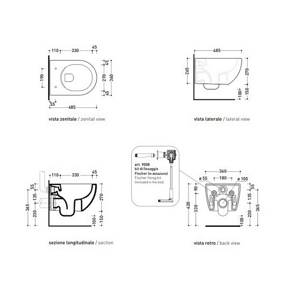 Унитаз подвесной Flaminia App 48х36, compact, GoClean, с сиденьем, черный