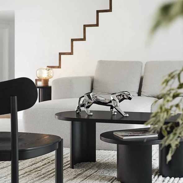 Статуэтка "Пантера оригами" 19х50х12 см, цвет серебро