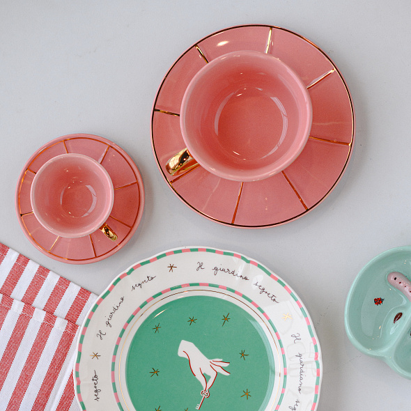 Чашка для эспрессо с блюдцем Vintage 50 мл, розовая