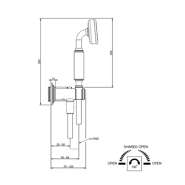 Внешняя часть Gessi Venti20 65036.149 смесителя для душа, брашированный никель
