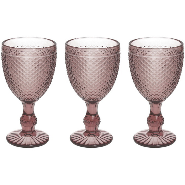 Набор бокалов Glass Diamante 280 мл, 3 шт, розовый