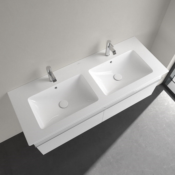 Раковина подвесная Villeroy & Boch Venticello 130х50, CeramicPlus, 4111DLR1, двойная