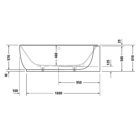 Ванна Duravit Luv 185х95 700432000000000, DuraSolid®, правый угол, белая
