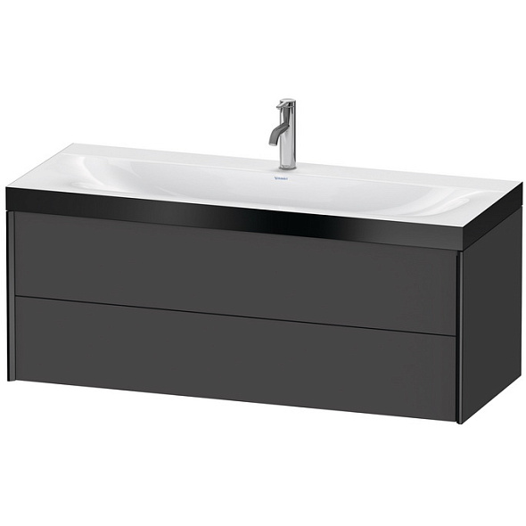 Тумба с раковиной Duravit XViu 120х50, графит матовый, черный профиль